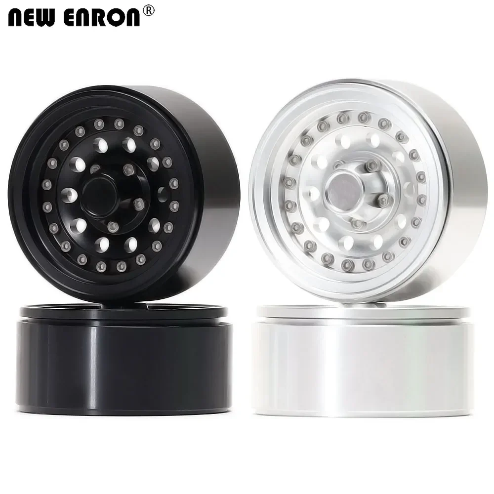 

NEW ENRON 4PCS Black/Silver 1.9inch Aluminum Alloy Beadlock Wheel Rim for 1/10 RC Crawler Axial SCX10 90046 AXI03007 TRX4 Bronco