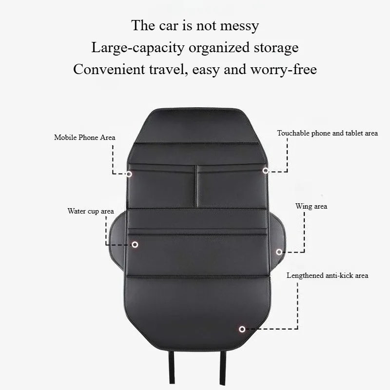PU Leather Rear Seat Storage Organizer – Anti-Kick, Easy-Clean, Multifunctional, Fits Back of Car Seat