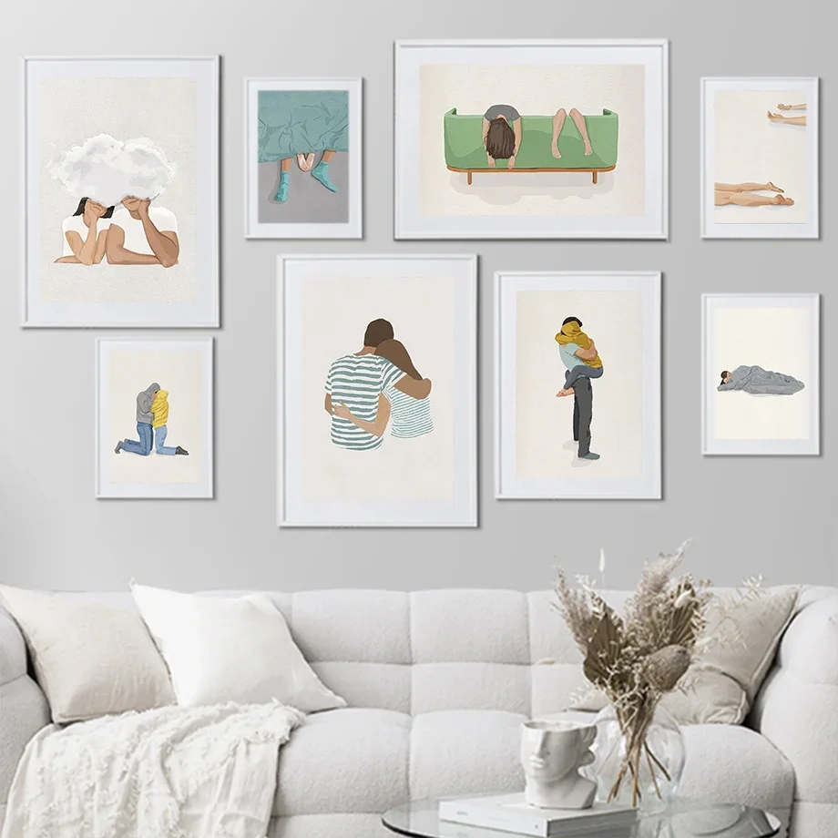 Romantic Couple Love Embrace Dating Sweet Wall Art Canvas Painting Nordic Posters And Prints Wall Pictures For Living Room Decor