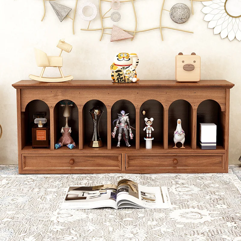 Vintage Solid Wood Drawer Organizer Multi-Layer Desktop Cabinet for Makeup Home Decoration Rack Rustic Storage System Box