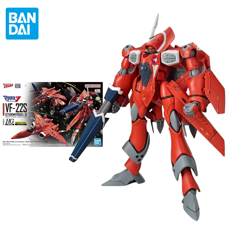 Bandai Original Anime The Super Dimension Fortress Macross HG 1/100 VF-22S STURMVOGEL Action Figure Model Toys Gift for Children