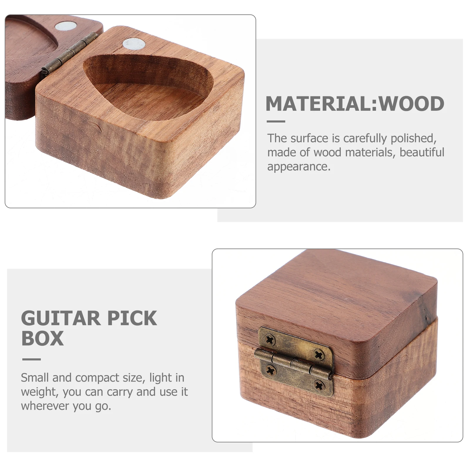 

Guitar Pick Storage Box Wood Small Compact Size Picks Holder Acoustic Accessories ganizer Lightweight for Guitar