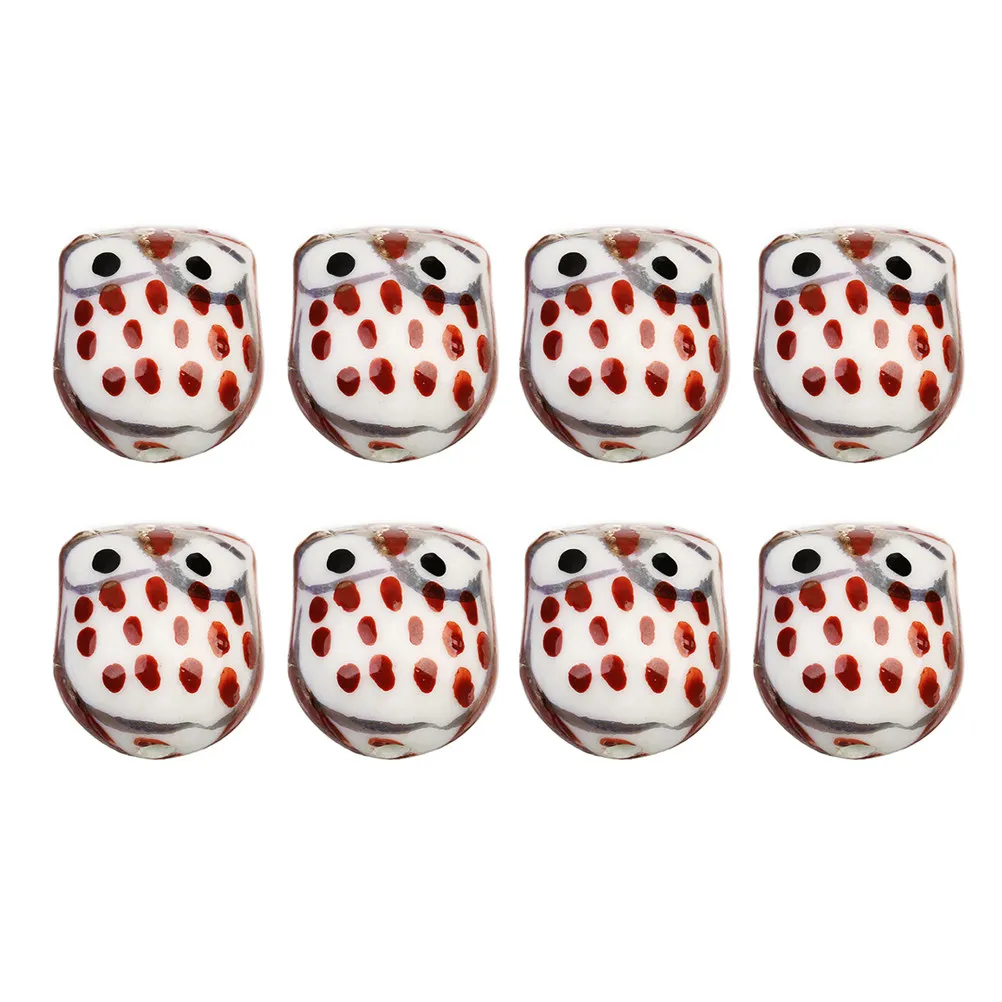 

10Pcs Creative Owl Ceramic Beads Dark Red Smooth Loose Beads for DIY Jewelry Making Craft Decoration Gift Idea