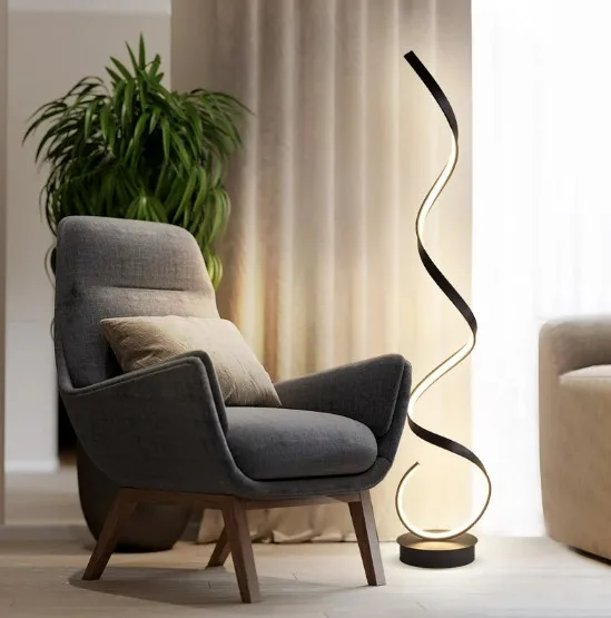 Postmodern Spiral Design Luxury Vertical Light Emitting Diode Floor Lamp