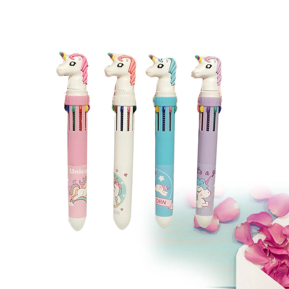 

4 Pcs Multicolor Ballpoint Pen Writing and Drawing Pens Retractable Handbook Comfortable Grip