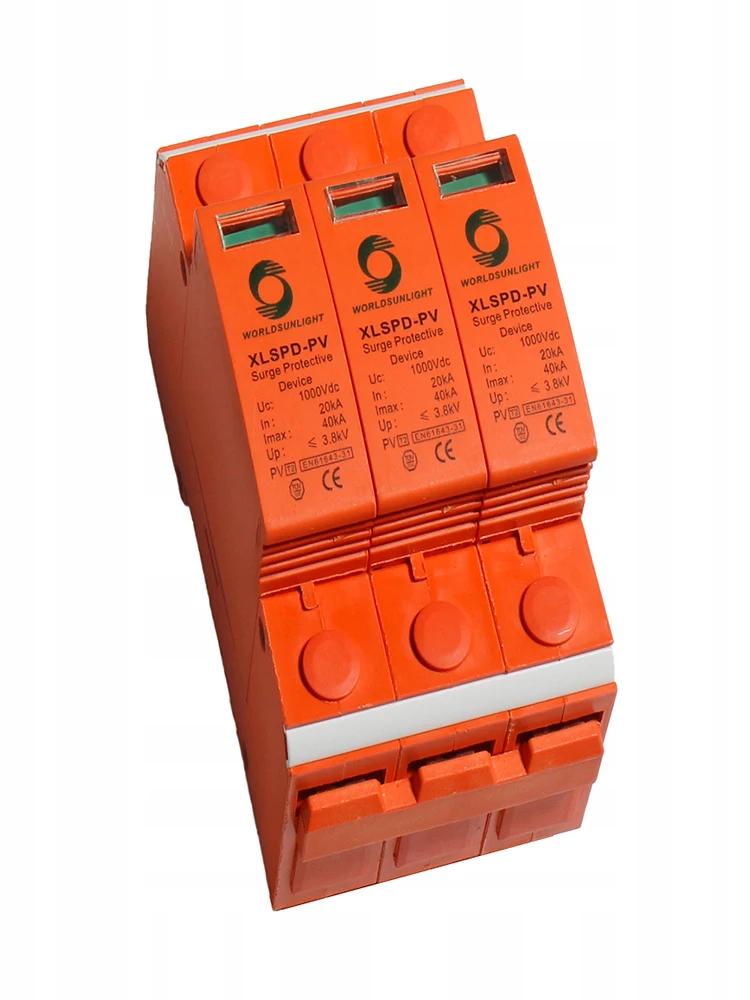 

Power Surge Protector SPD Arrester Low Voltage House 3 Pole Surge Voltage Protection DC 1000V 40KA