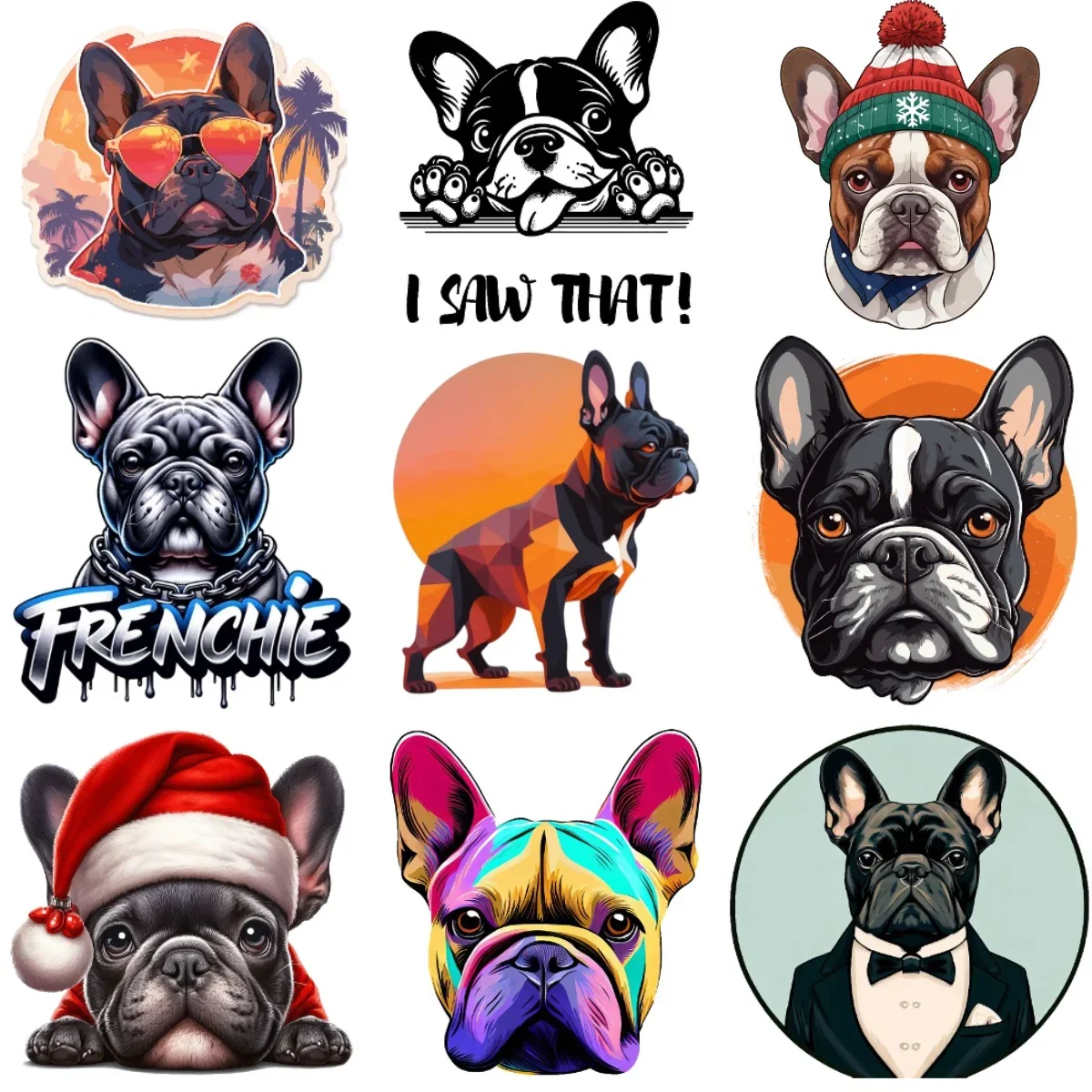 

French Bulldog Cute Pets Creative PVC Car Stickers for Car Bicycle Window Fridge Helmet Wall Decal Customizable Size