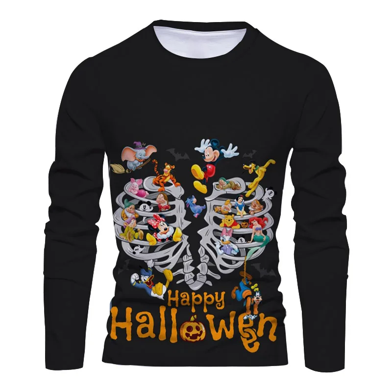 Mickey stylish and comfortable Halloween cartoon casual long-sleeved T-shirt 2024 new unisex long-sleeved T-shirt