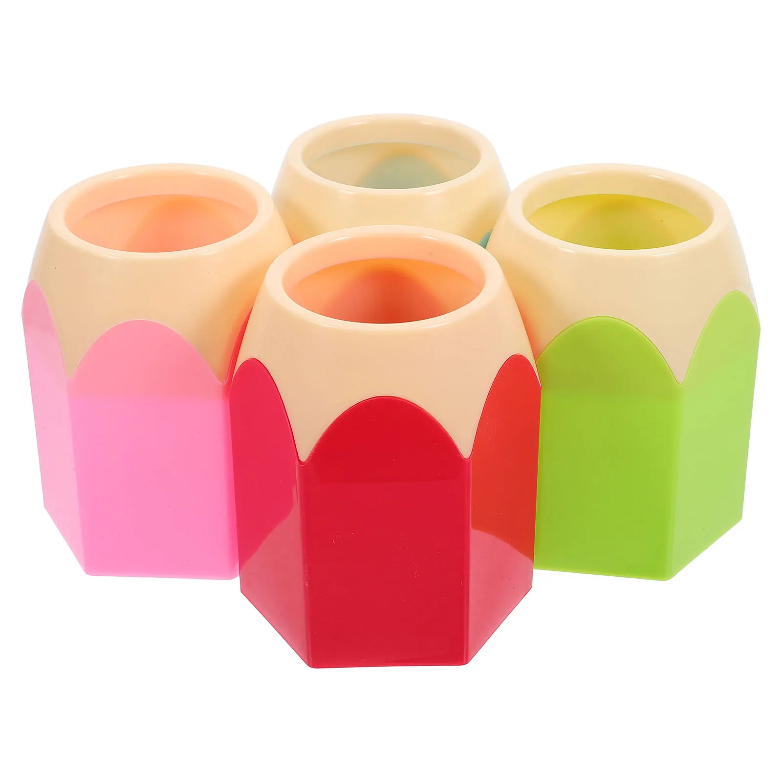 

4 Pcs Pencil Shaped Pen Holder Desk Organizer Red Green Blue Purple Storage Container For Classroom Office Student Accessories