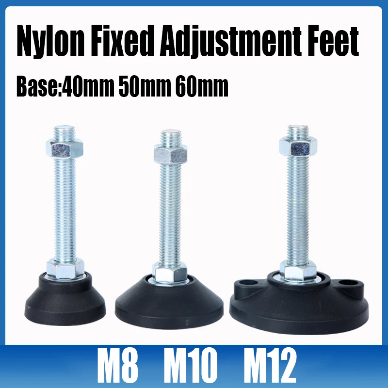 

4PC 40/50/60mm Base Nylon Fixed Adjustment Feet Adjustable Machine Tool Lathe Leg Furniture Support Leg Office Warehouse Shelves