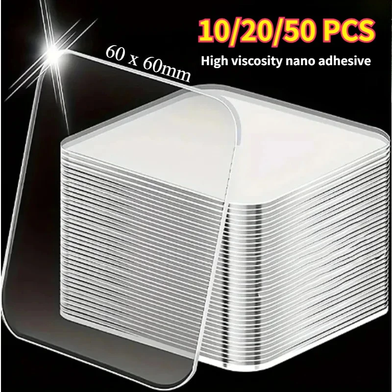 High Viscosity and High Transparency Nano Double-Sided Tape Patch, Waterproof Transparent Seamless Tape, Square PET Wall Sticker