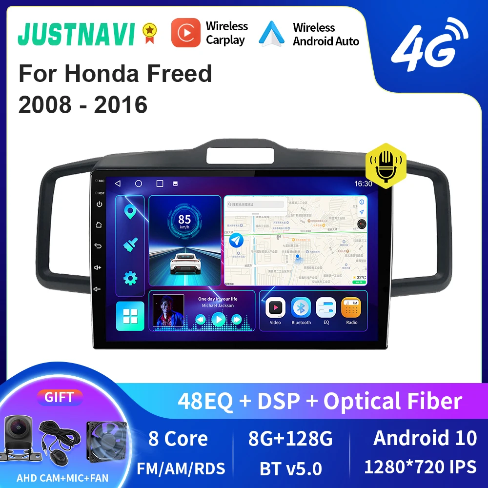 

JUSTNAVI QT10 Wireless CarPlay Android Auto Radio For Honda Freed 2008 - 2016 Stereo Car Multimedia Video Player GPS DSP BT DVD