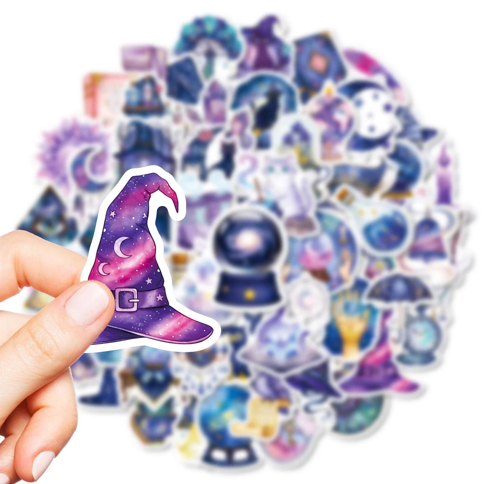 56 ملصقًا سحريًا بألوان مائية، ديكورات مجلة إبداعية ومتعددة الاستخدامات على الورق الأرجواني، ملصقات جرافيتي مقاومة للماء