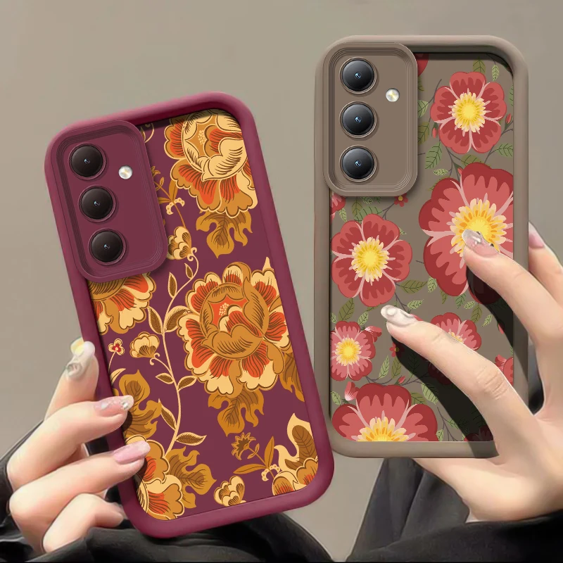 S25 FE S 25 زهرة اللوحة جراب هاتف لسامسونج غالاكسي S24 الترا S23 + S22 S21 S20 زائد 5G ماتي لينة سيليكون رشاقته غطاء