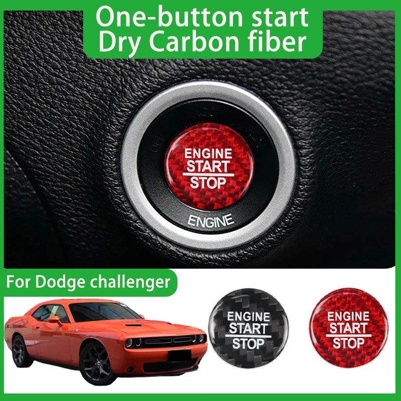 

Car Engine One Button Start Decorative Sticker for Dodge Challenger SRT Keyless Start Carbon Fiber Interior Accessories