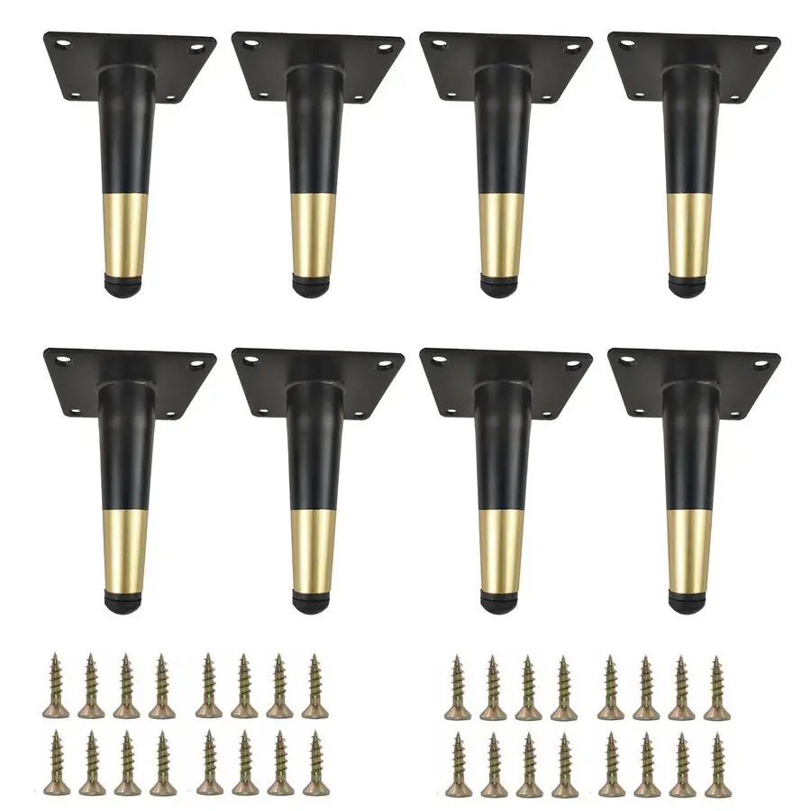 

4 3 4 inch 12cm Matte Black Gold Metal Furniture Legs, Straight Metal Cabinet Legs with Level Feet