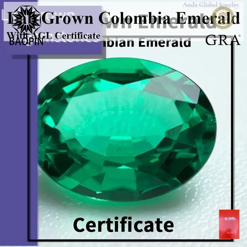

Lab Grown Colombia Emerald Oval Shape Natural Color Hand-cut Hydrothermal Gemstone for Jewelry Making Selectable Certificate
