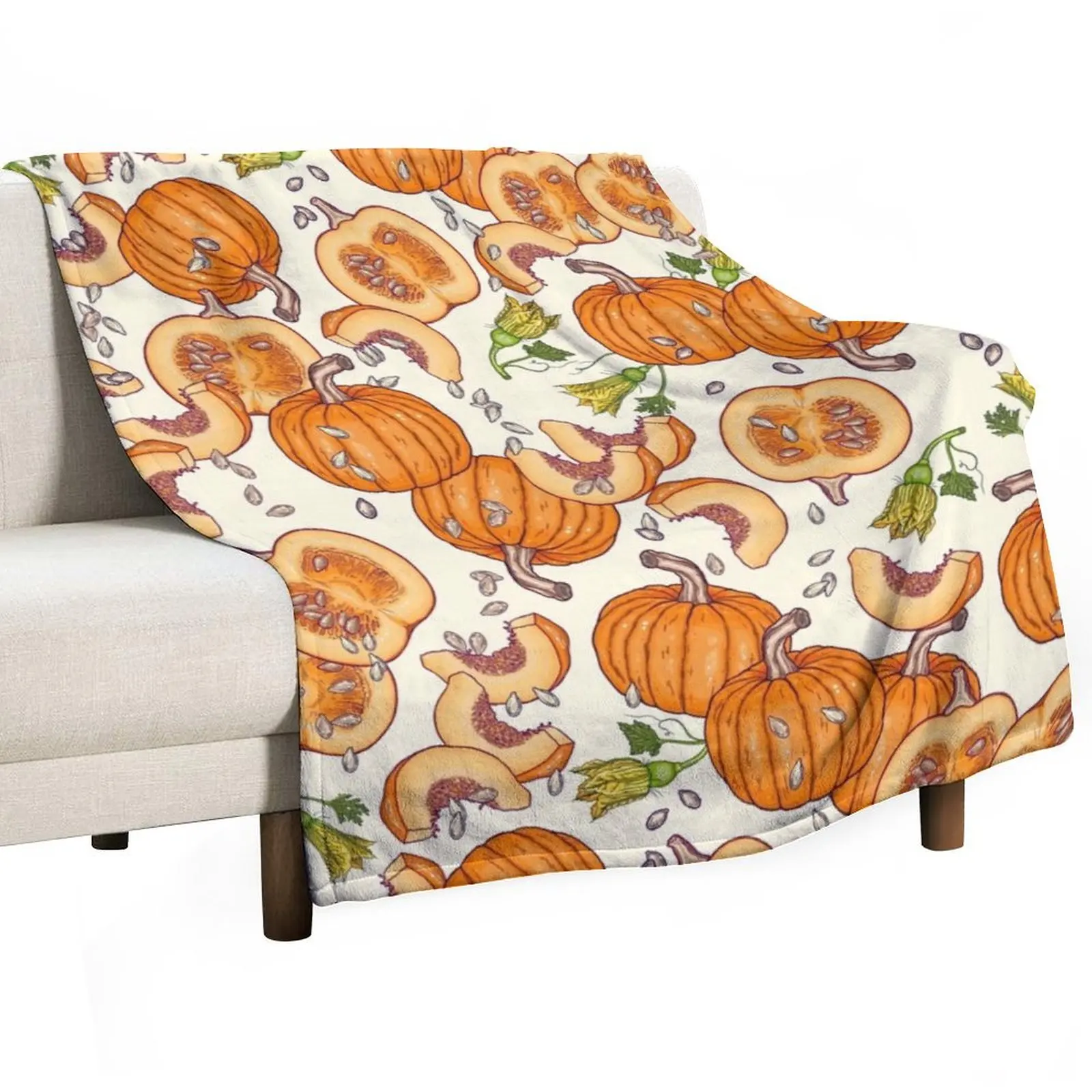 

lucky autumn pumpkin pattern Throw Blanket Furry Flannels Blankets