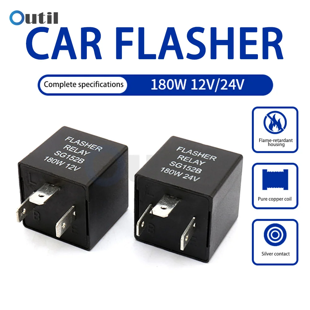 Car Flasher Relay Turn Signal 12V 24V Car Motorcycle Steering Relay 3-Pin Signal Indicator Blinker Light Globe Flashing Relay