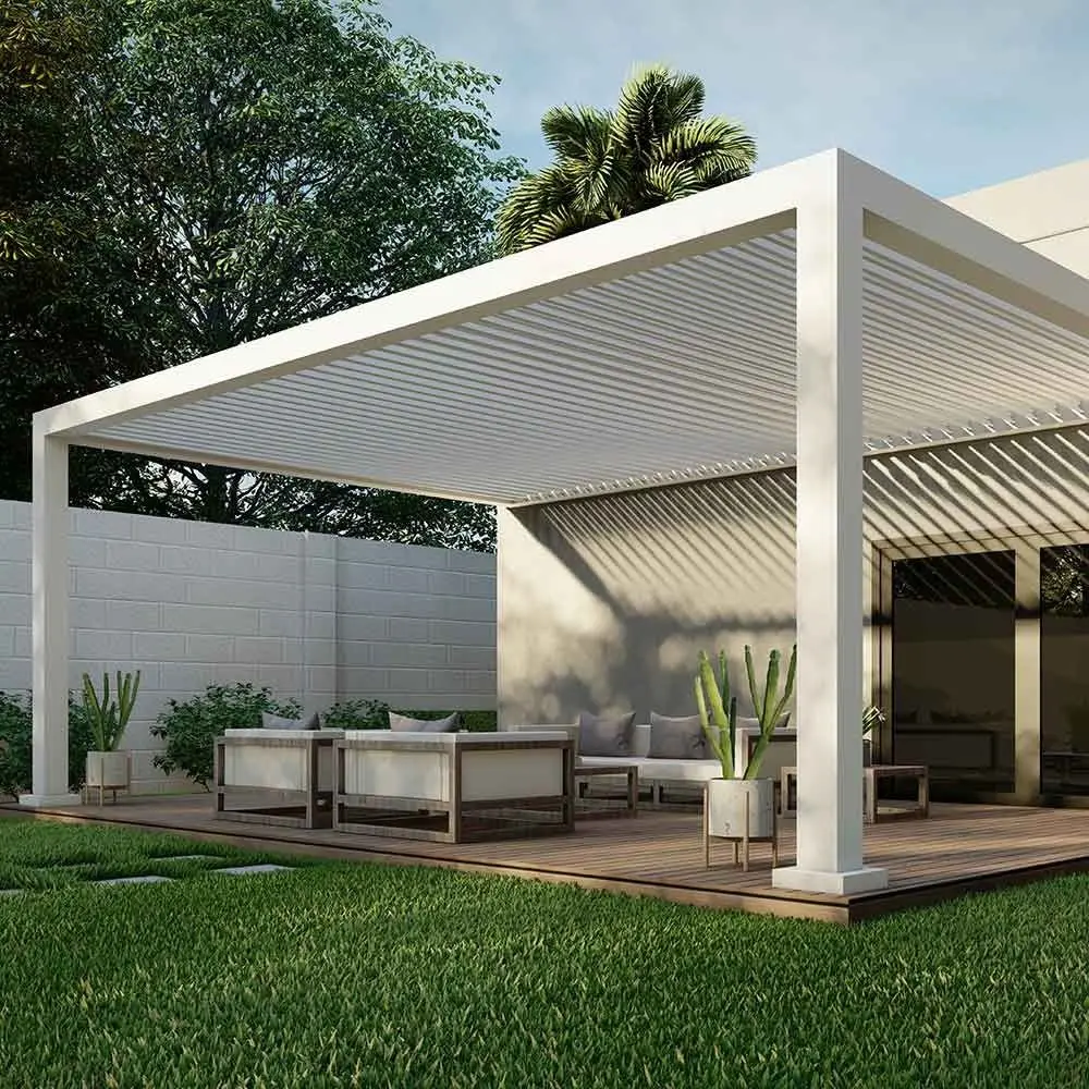 Large Scale Modern Outdoor Aluminum Pergola Roof Louvre Style Garden Gazebo Bioclimatic Villa Garden Terrace Hard Roof Pavilion