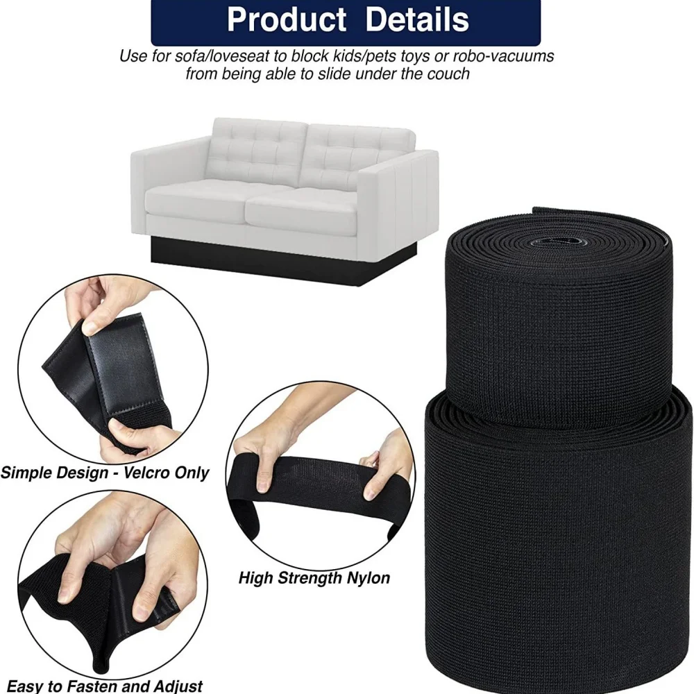 New 3-6M Sofa Bottom Panel Prevent Pets From Entering Toy Blocker Furniture Dust Gap Barrier Strip Nylon Adjustable Fixed Strap