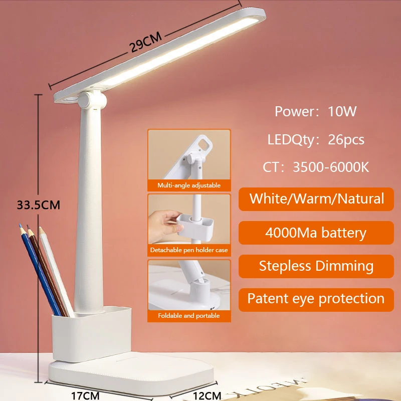 Lampe de table LED pliable à intensité variable en continu, 3 documents, lampe de bureau aste par USB, protection des yeux de chevet, veilleuse de lecture, DC5V