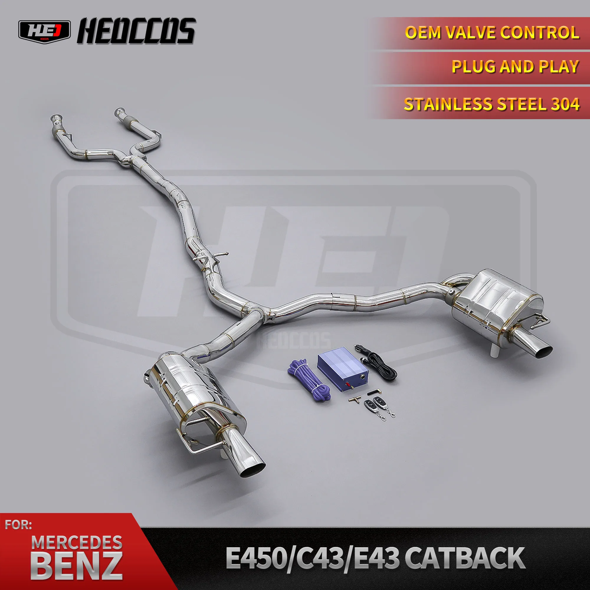 

HEO Customized Valvetronic Exhaust Catback For Mercedes Benz E450 Coupe 3.0T W205 High Performance Muffler Valve System