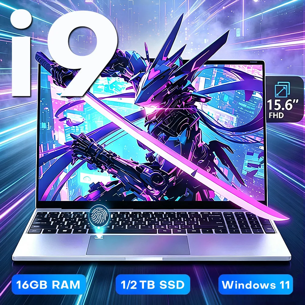 Portable Intel Core I9 10980HK Laptop 16GB RAM 1TB 2TB SSD Windows 11 15.6 inch Gaming Computer Fingerprint Unlock PC 4K Laptops