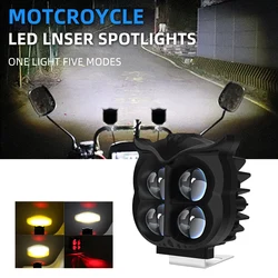 Owl Motorcycle Auxiliary Lights Fog Light 5 Light Modes Projector Lens Spotlight Scooter Motorbike Head Light Driving Lamp Red