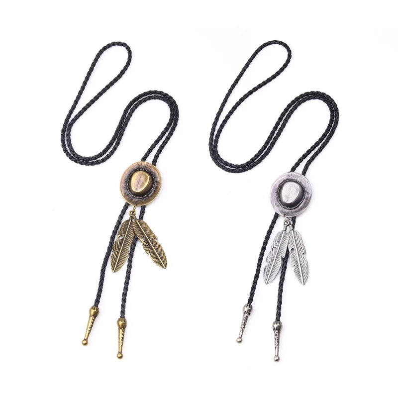 

Elegant Black Bolo Tie with Hat Pendant Cowboy Hat Necktie Western Necklace Drop Shipping