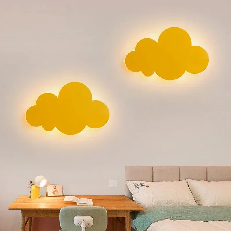 Imagem -03 - Lâmpada de Parede Nórdica Kinderamer Nuvem Criativa dos Desenhos Animados Decoração do Quarto das Crianças Luzes Led Menino Menina Cabeceira Bonito Luz Decorativa