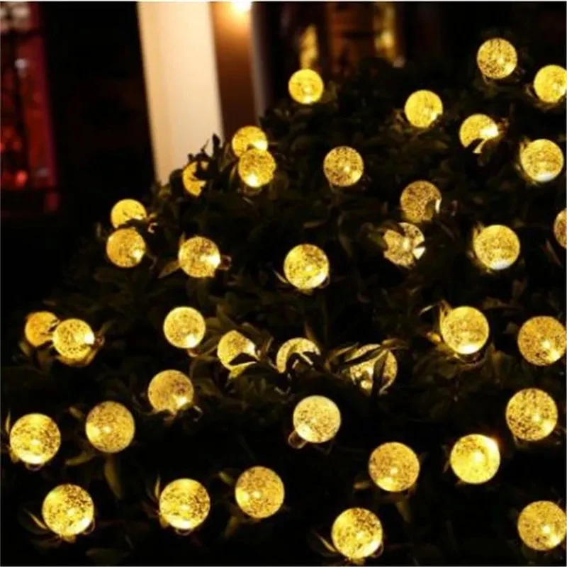 Impermeável Solar LED Crystal Ball String Light, Fairy Lights, Natal, casamento, guirlanda, jardim, gramado, árvore, decoração ao ar livre, 10m