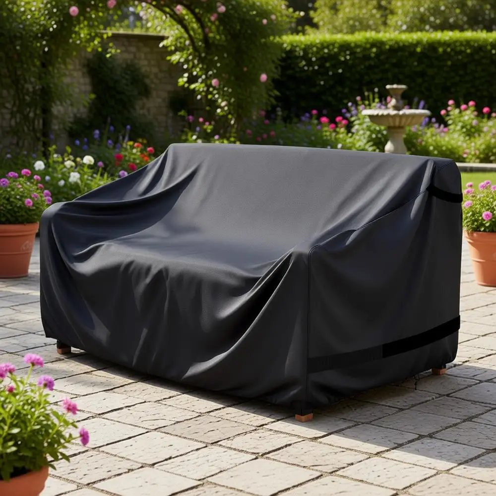 

Чехол для уличной двухместной мебели, 53x32x30 дюймов, водонепроницаемый, ветрозащитный, пылезащитный, УФ-стойкий чехол для мебели - черный