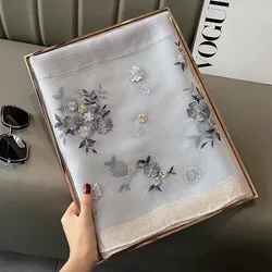 Silk Scarf for Women's Versatile Light Luxury Style Hangzhou Silk High end Scarf for Autumn and Winter Warm Scarf