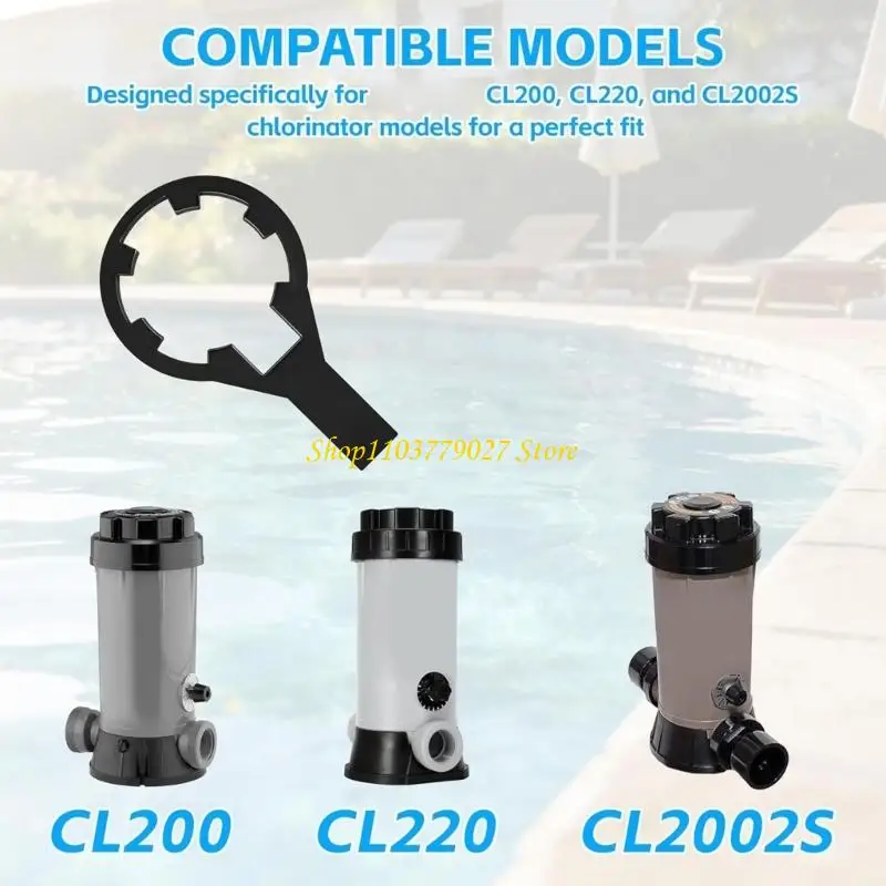 C4DF Chlorinator Cover Service Tool with Grip Head, 30 Plastic Pool Lid Opener for Turning Access and Routine Maintenance