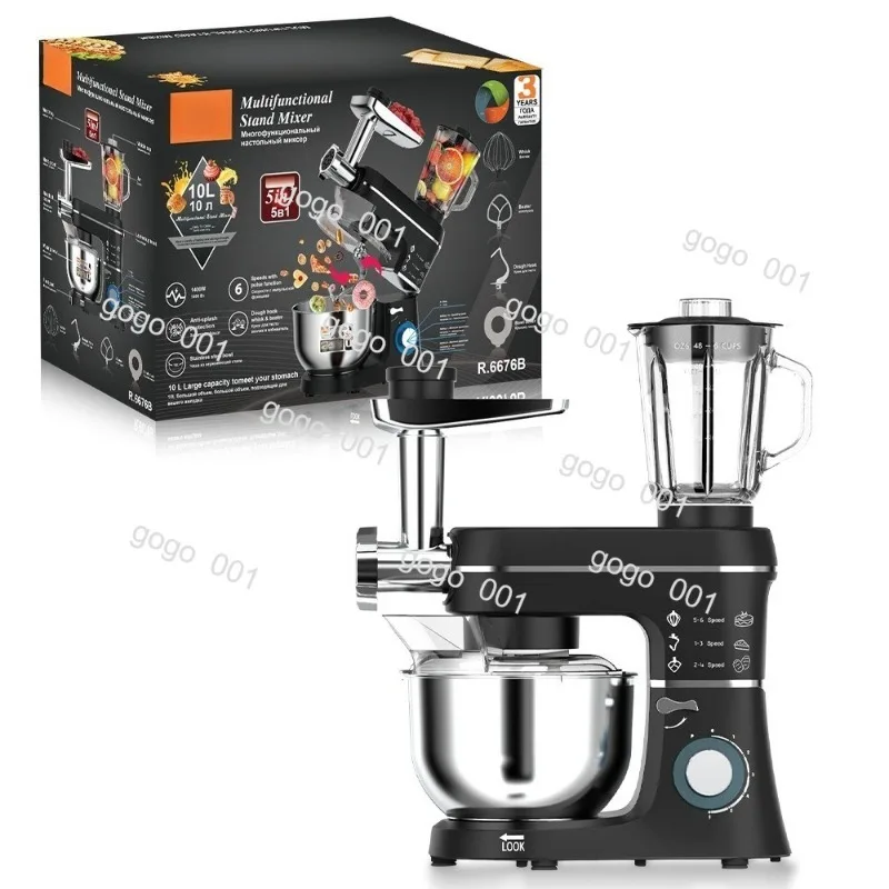 10L Automatic Dough Mixer for Home – Multi-Function Stand Mixer for Kneading, Egg Beating & Meat Grinding, 3-in-1