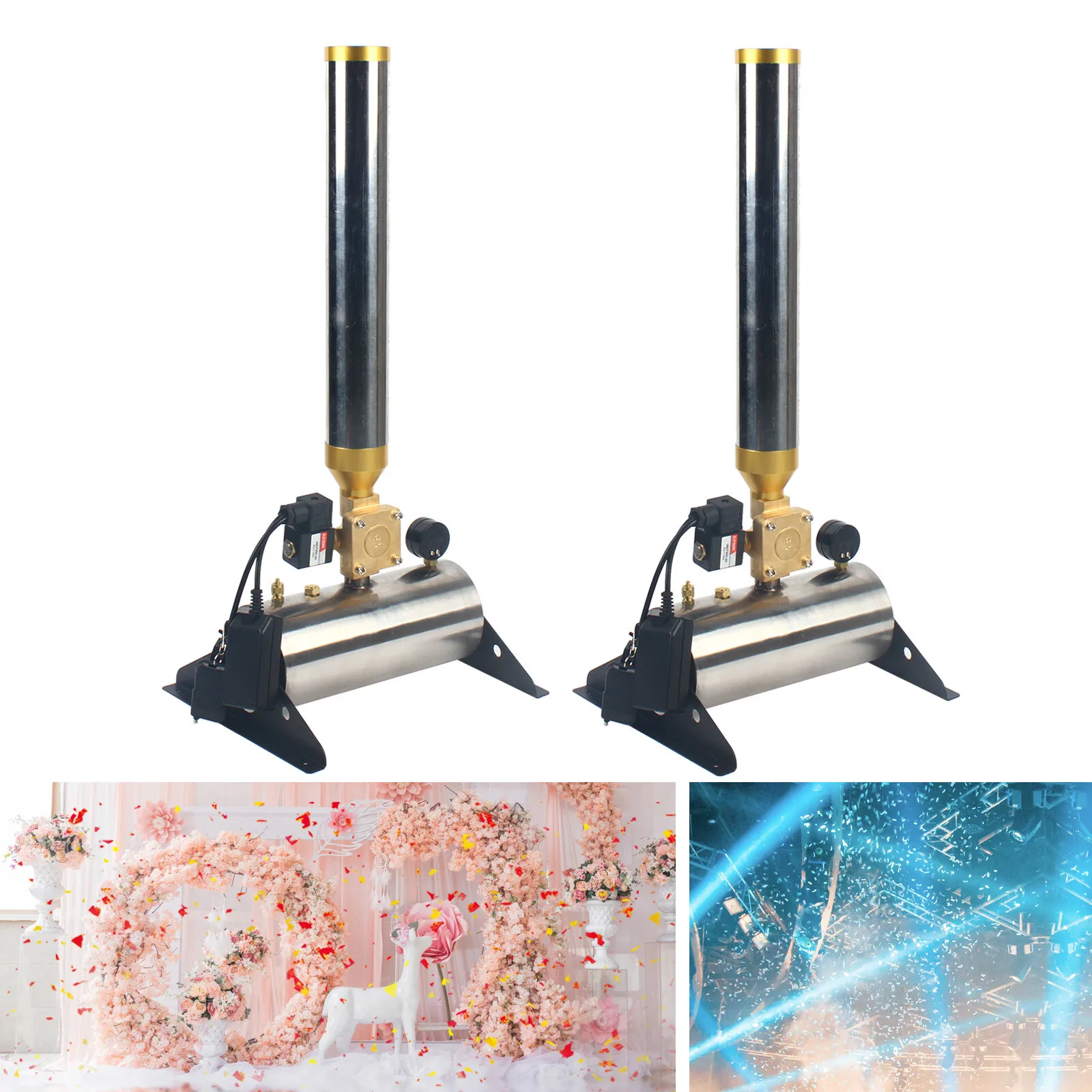 2PCS Confetti Launcher Machine Cannon Wireless Party Wedding Stage Paper Shots