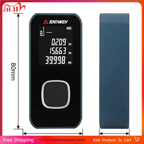 미니 금속 레이저 거리 측정기 40M 50M 60M 100M (피트, 미터) 테이프 줄자 트레나 레이저 거리측정기 OLED 디스플레이 건설 공구