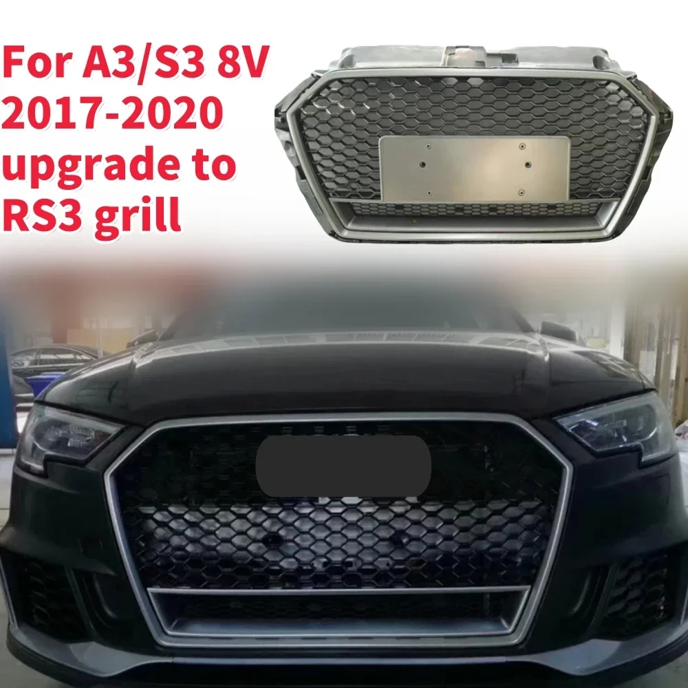 Racing Grills Front Hood Grille Car Front Bumper Grill Center Grille for RS3 Grill for A3/S3 8V 2017-2020