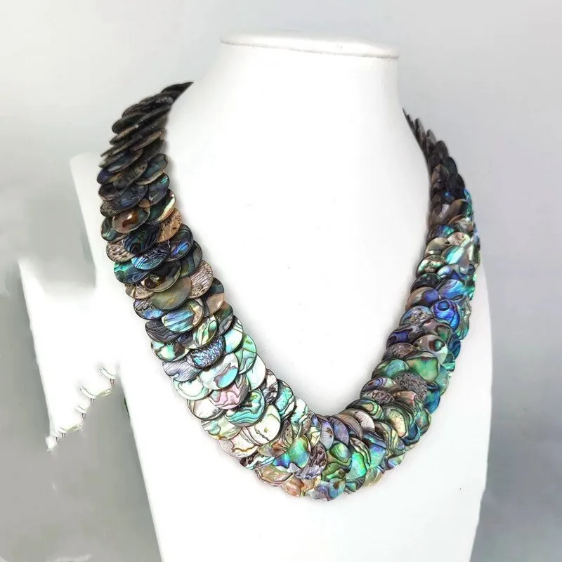 Abalone Shell Scale Necklace Green Pink Sea Shell Nature 48cm Handmake Necklace Women's Jewelry