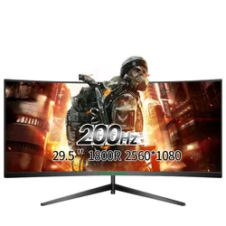 Top 30 inch 2K 200Hz Curved Gaming Monitor 21:9 2560x1080 Ultra Wide Ultra Slim screen FREESYNC VESA Metal Black