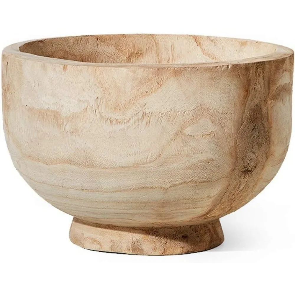 

Handmade Paulownia Wood Decorative Bowl, 7" Tall & 11" Diameter for Home Decor and Events