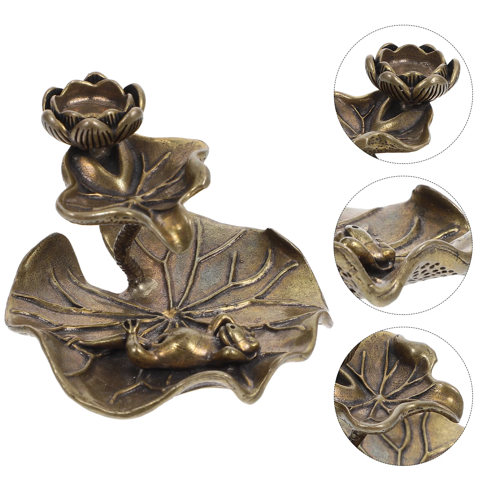 

Aromatherapy Incense Home Burner Lotus Design Censer Decor Brass Ornaments Decorative Flower