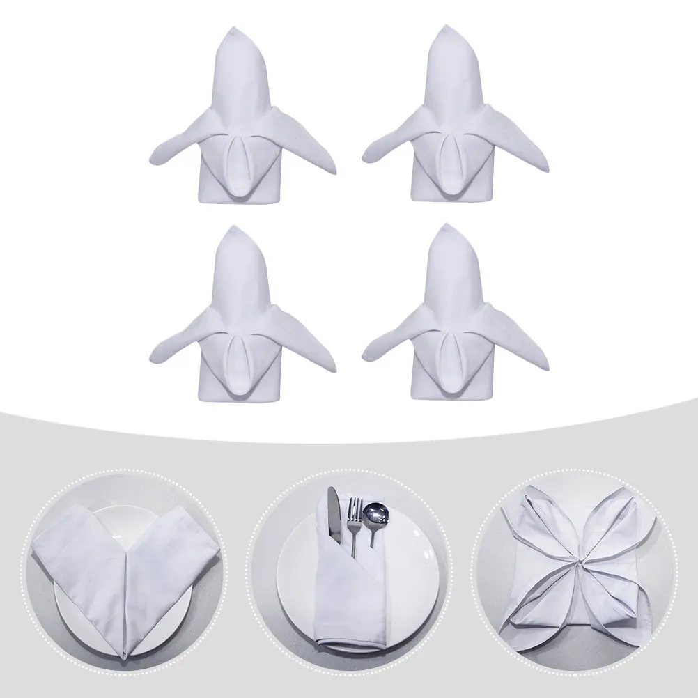 

4Pcs Premium White Napkin Cloth Thick Soft Cotton Material for Family Gathering Party Banquet Dining Room Decor