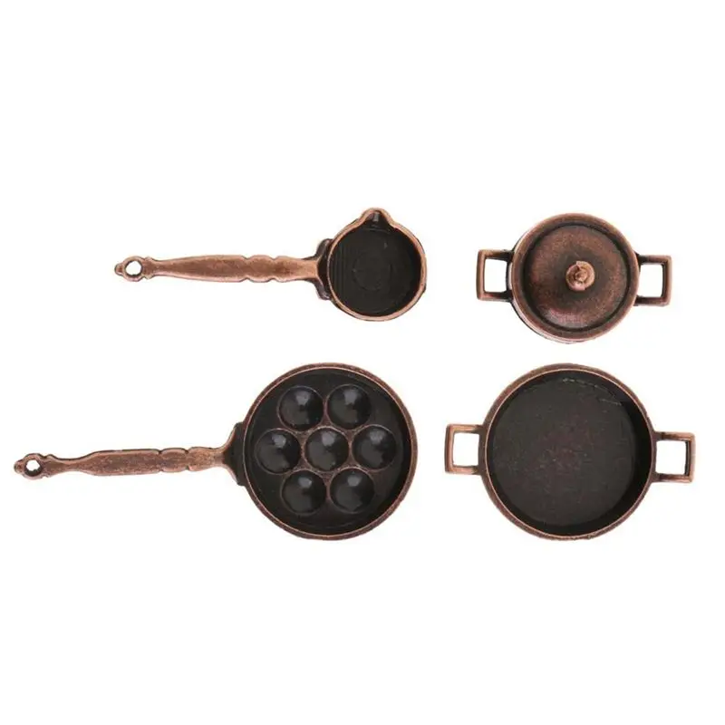 AS96- House Miniature Kitchen Cookware 4 Pieces Metal