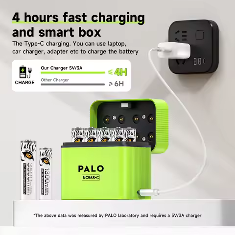 PALO AA AAA Rechargeable Battery AA Lithium ion Battery AAA Rechargeable Li-ion Battery with 1.5V AA/AAA Battery Charger Case