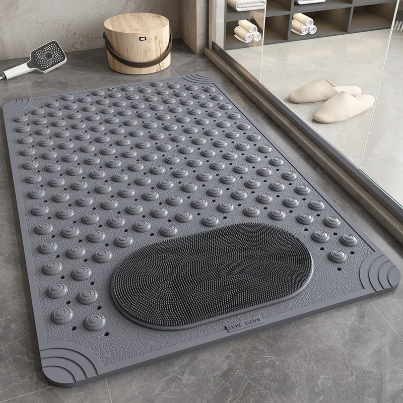 TPE Bathroom Anti Slip Mat Shower Anti Fall Home Pad Bath Room  Waterproof Massage Suction Cup Floor Mat