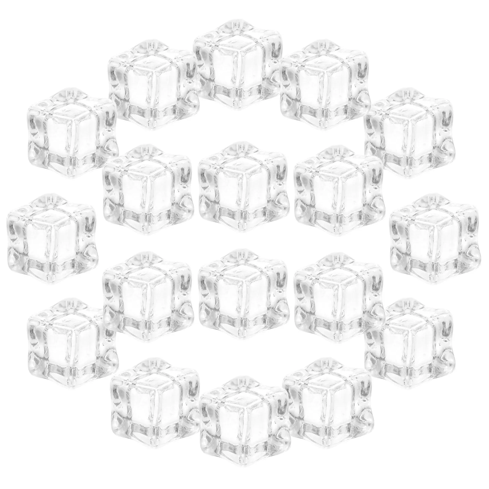 100Pcs Artificial Ice Cubes 18Mm High Realism Transparent Acrylic Fake Ice Rocks for Vase Fillers Home Decor Crystal Tabletop