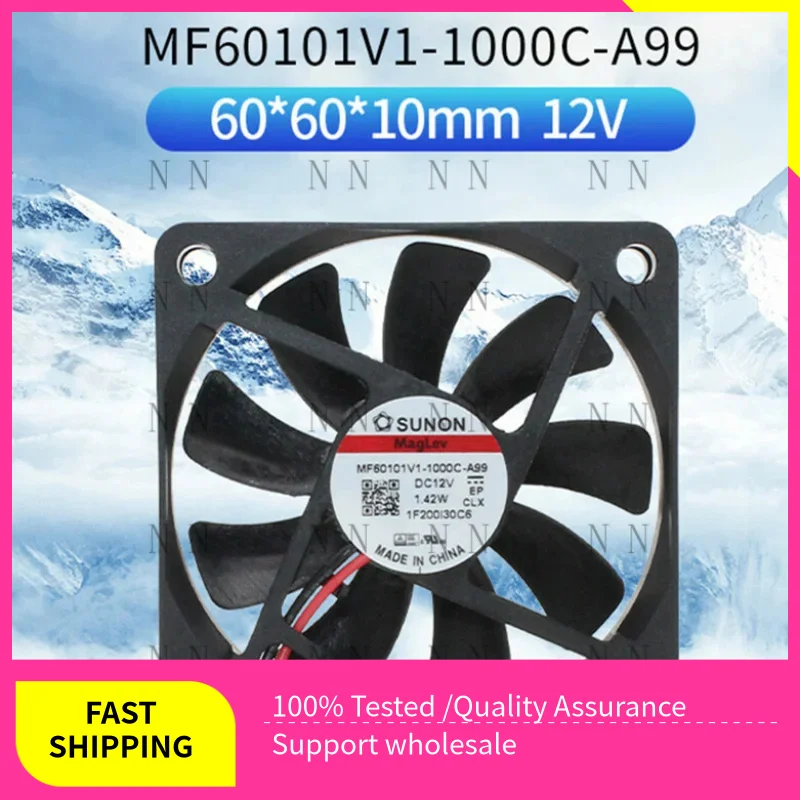 

GGT FOR SUNON MF60101V1-1000C-A99 6cm 12V 1.42W 6010 Ultra-thin Magnetic Levitation Fan