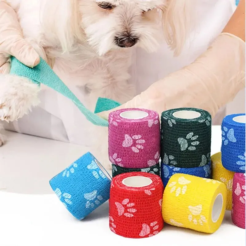 6Roll Medical Therapy Elastic Bandage Sports Knee Protector Self Adhesive Wrap Tape Pet Dogs Feet Wrapping Protective Bandages